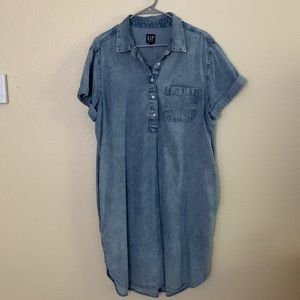 GAP Blue Denim Chambray Midi Dress